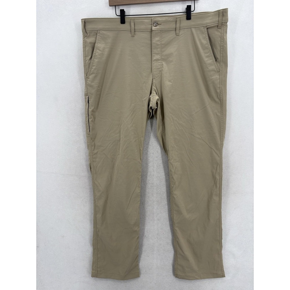 Eddie Bauer Travex Pants Mens 42x34 Khaki Nylon Stretch Hiking Travel Trail Camp